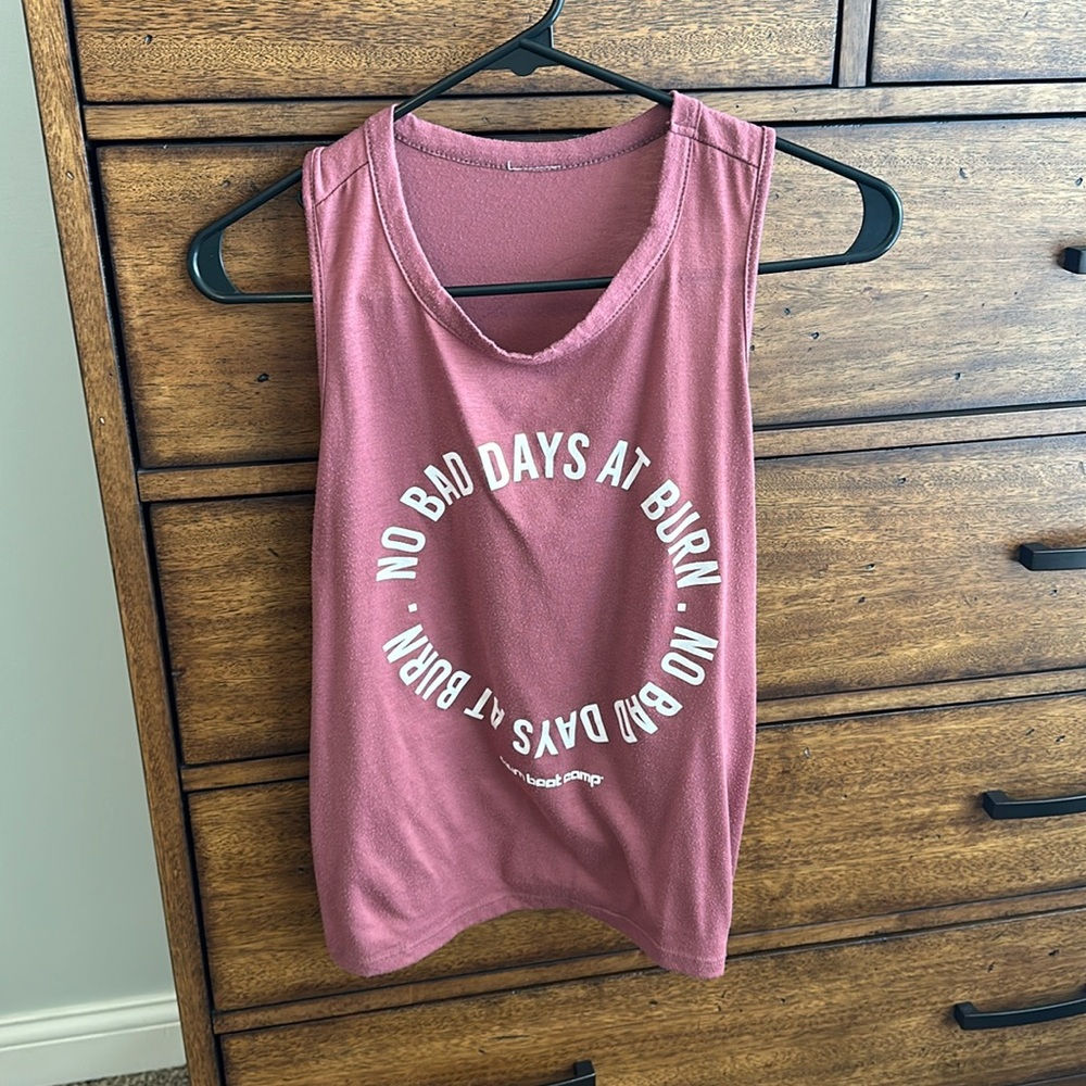 “No bad days at burn” workout tank